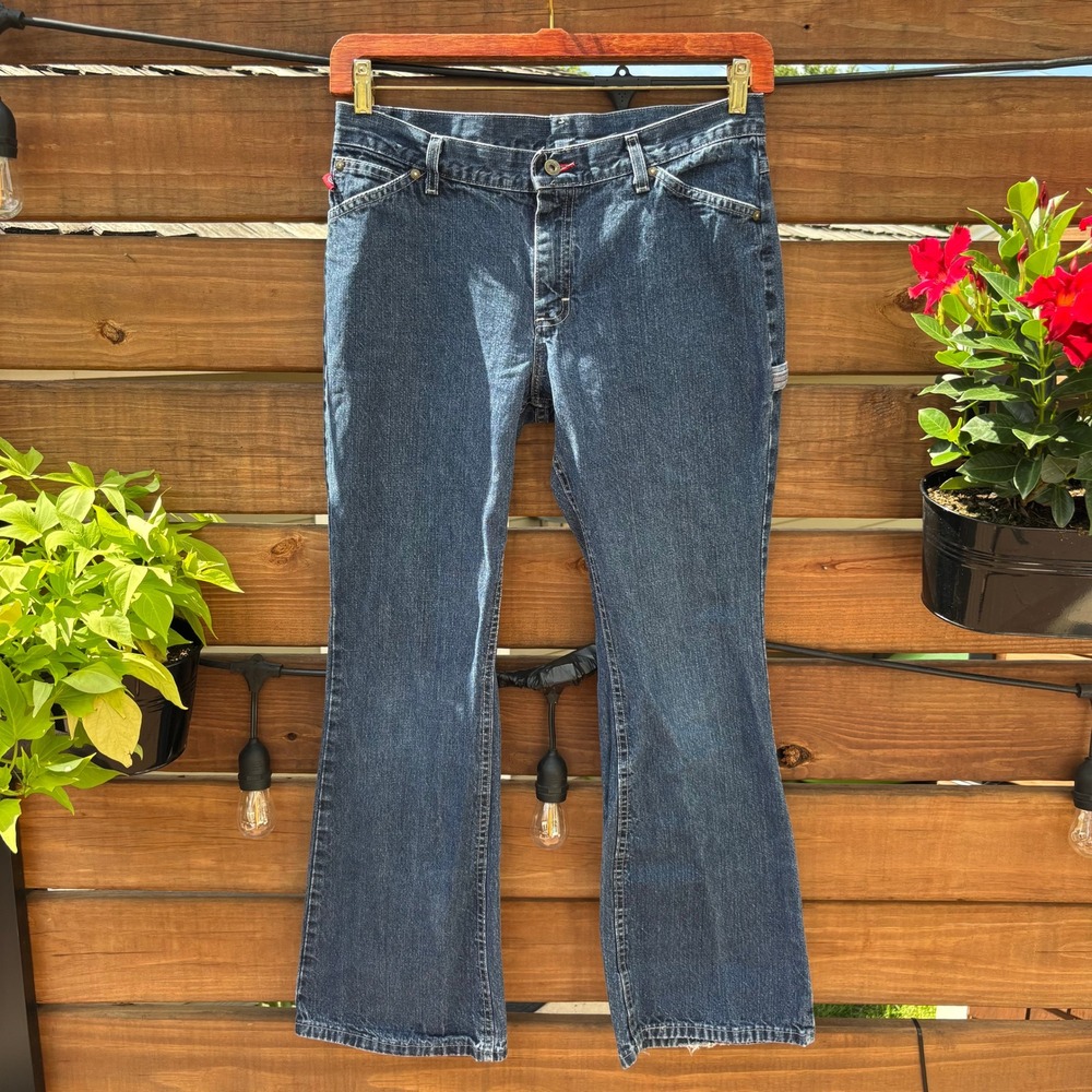 Lee Dungarees Carpenter Jeans Mens 35x30 Blue Medium Wash Good Utility Flare